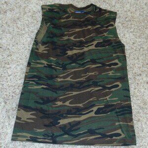 Mens Camo Tank Top Medium Sport Green Camouflage Graphite Sleeveless Shirt